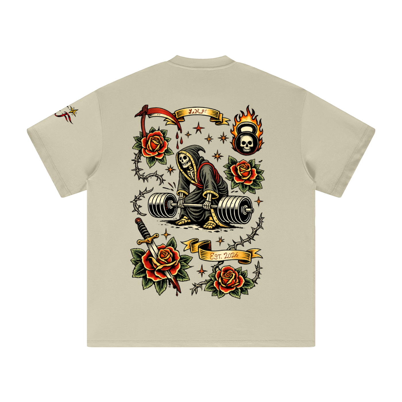 “Deadweight shoulder hit” Heavyweight Earth Tone T