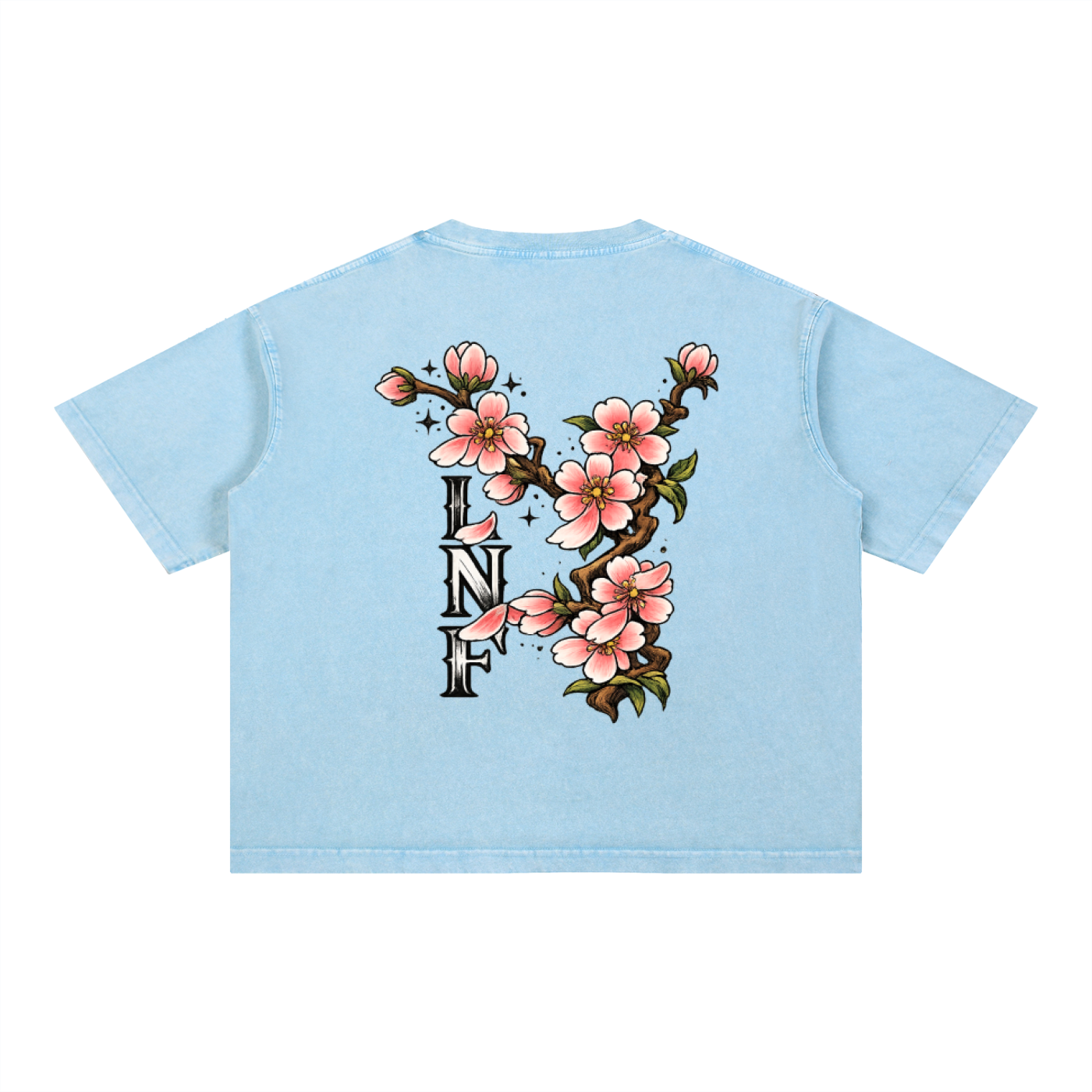 Cherry blossom Mineral Wash BOXY Cotton T-Shirt