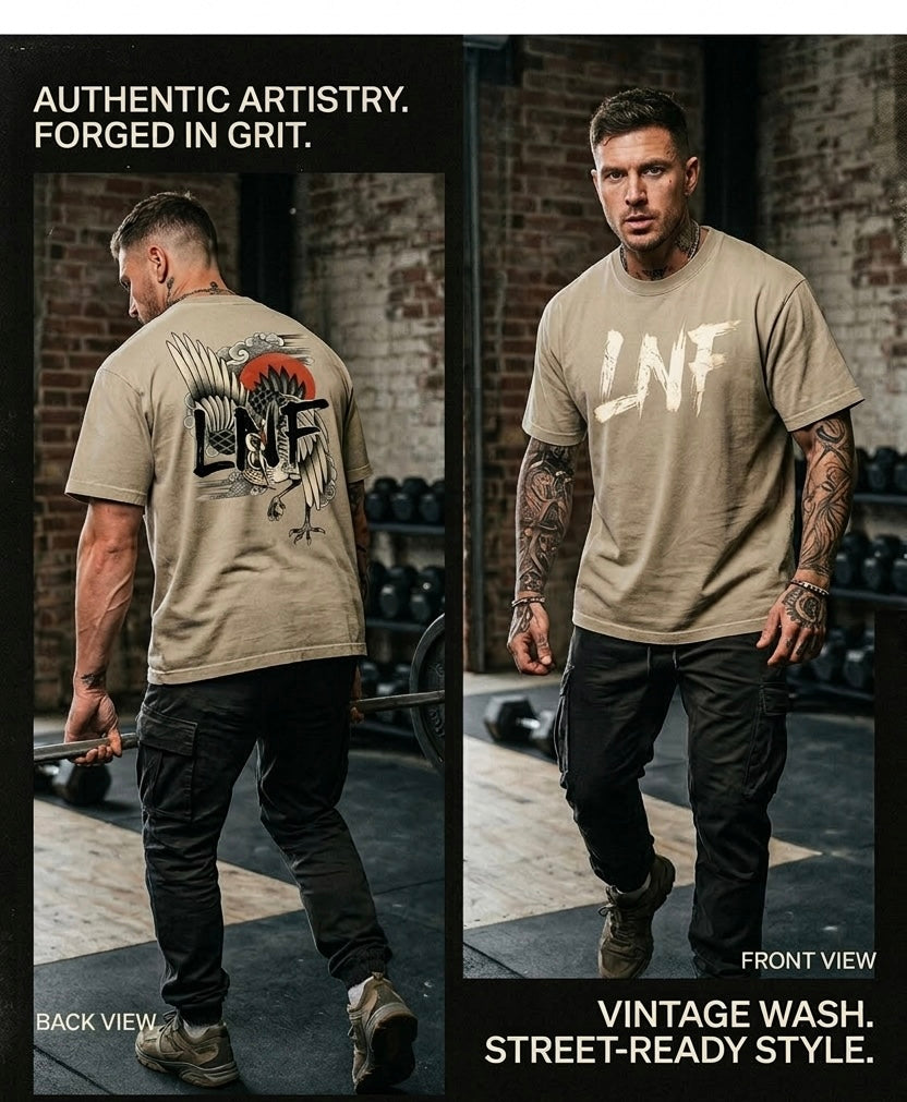 Crane Vintage Washed Oversized Cotton T-Shirt